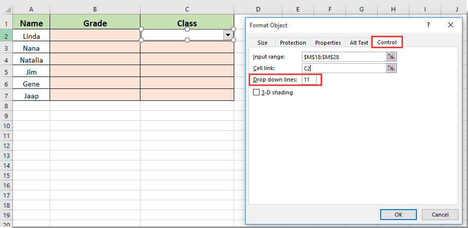 excel drop down list example