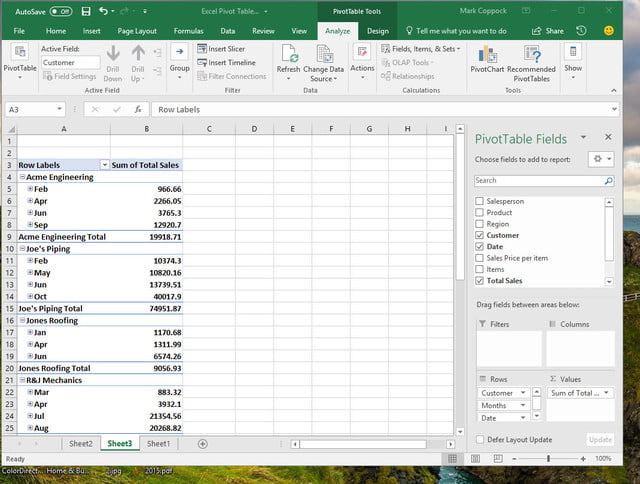pivot table excel 2016 example