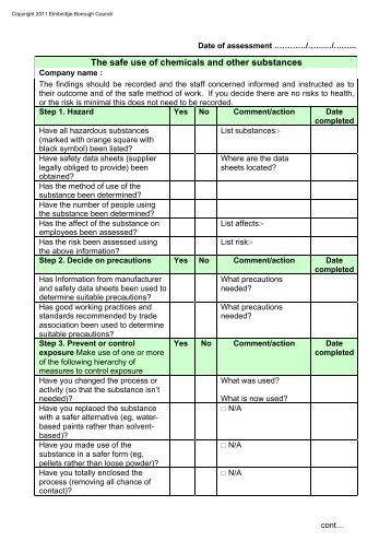 example of a health assessment checklist