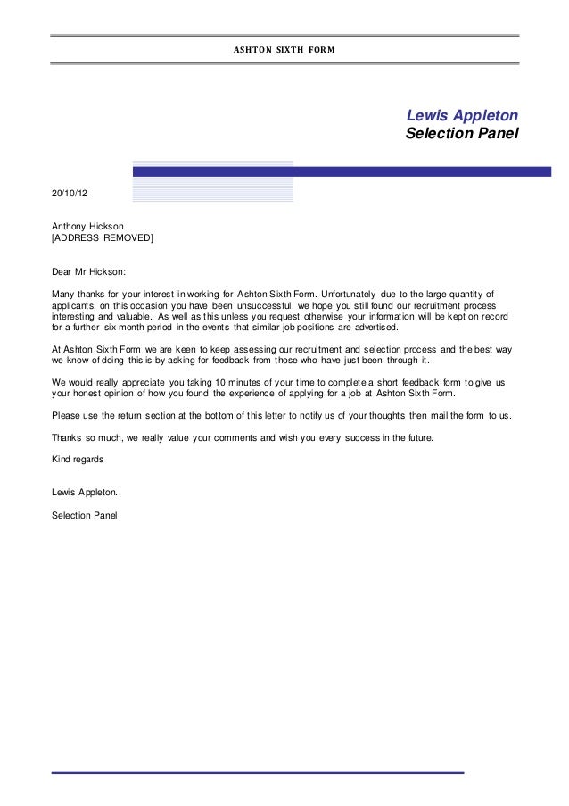 how to write a job rejection letter example