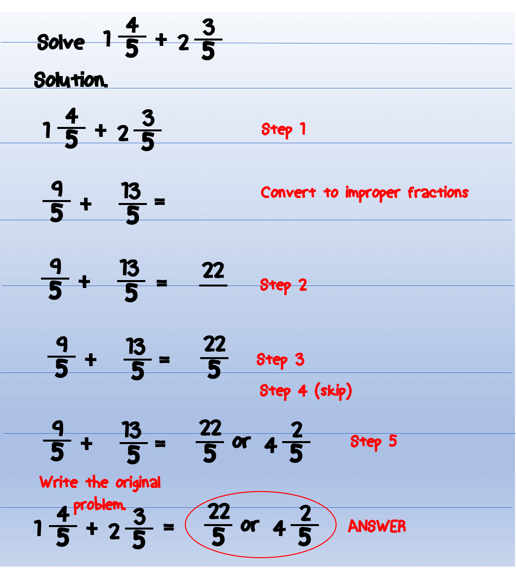 How To Solve Fraction Mixed Number