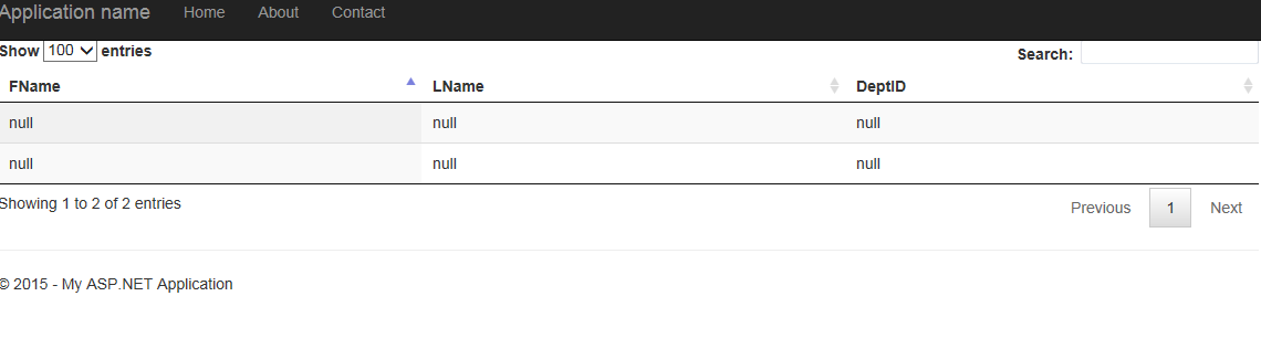jquery datatable example in asp net mvc