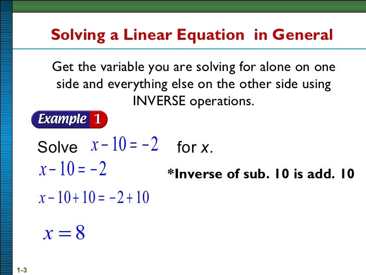 give example of linear equation