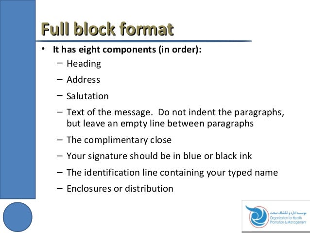 example of order letter full block