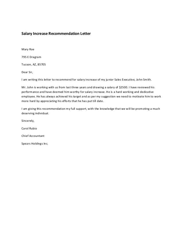 Example Letter Asking For A Raise