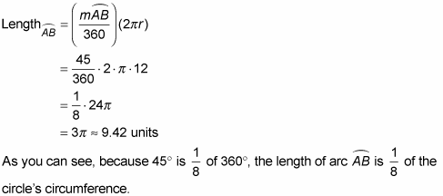 degree measure of an arc example