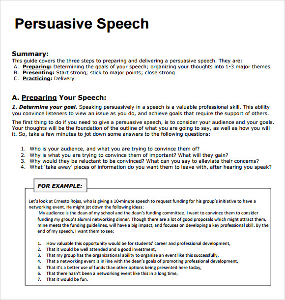 writing a speech outline example