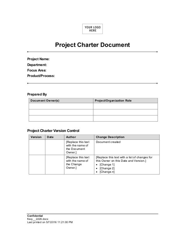 example of project charter in project management