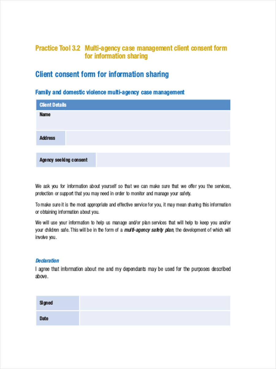 example of consent to share information form