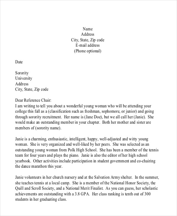 example of character reference letter for military