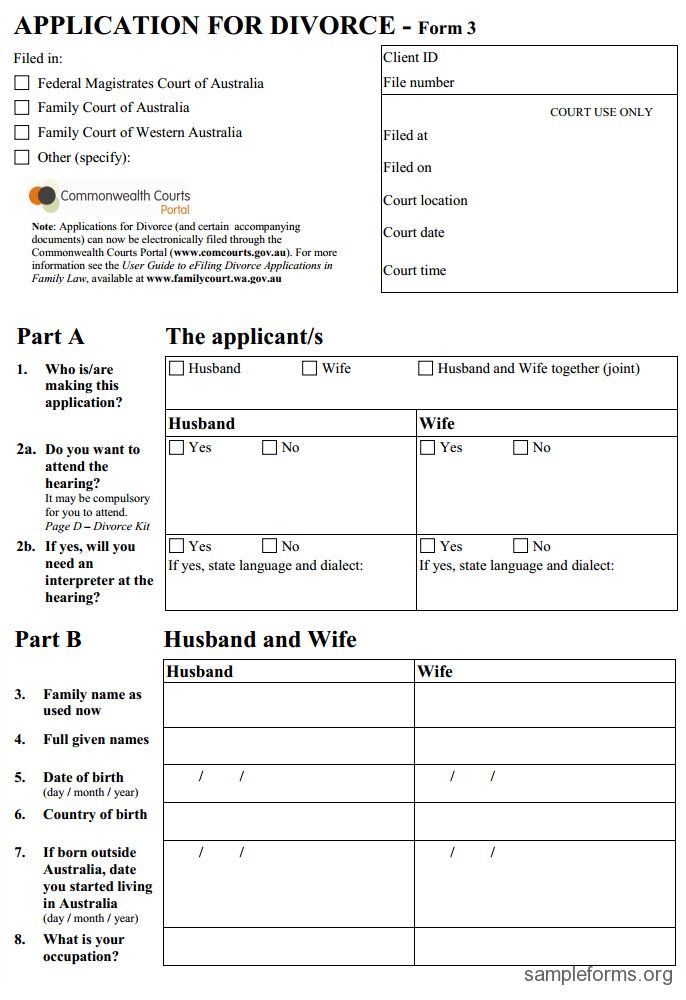 example of the application form