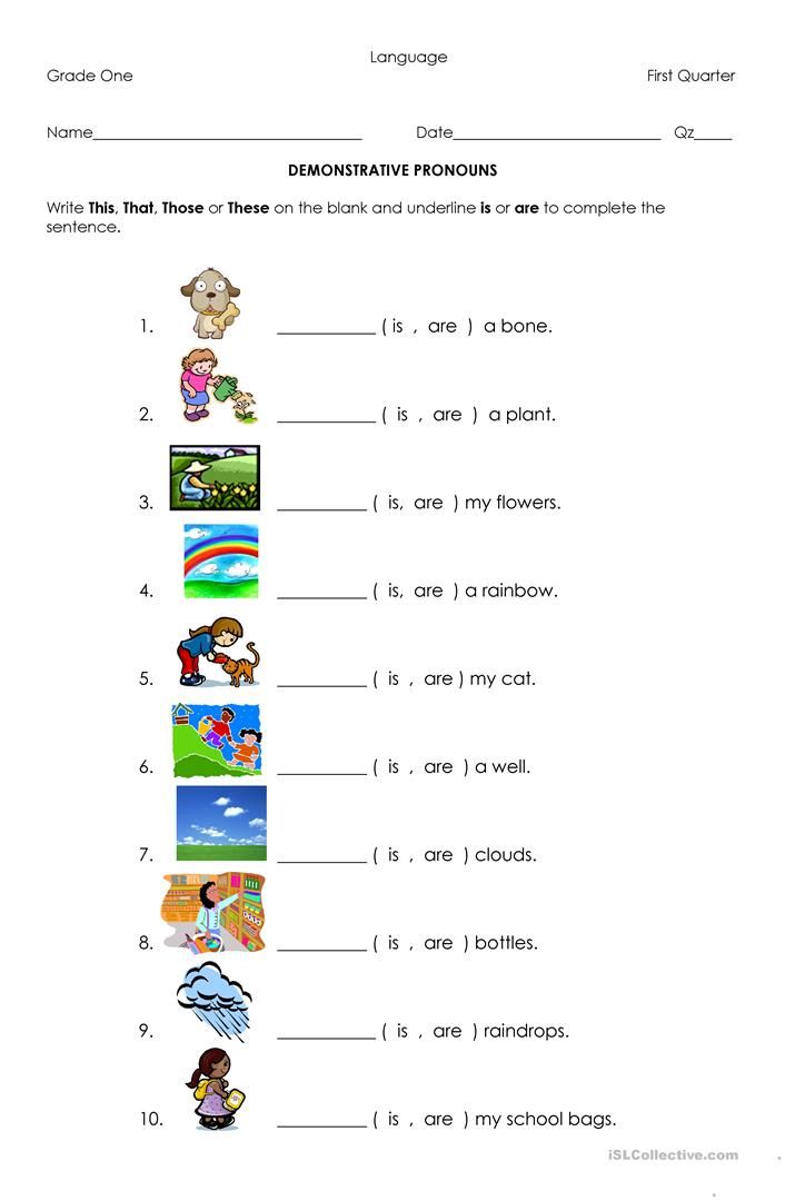 Pronoun Worksheet Year 1